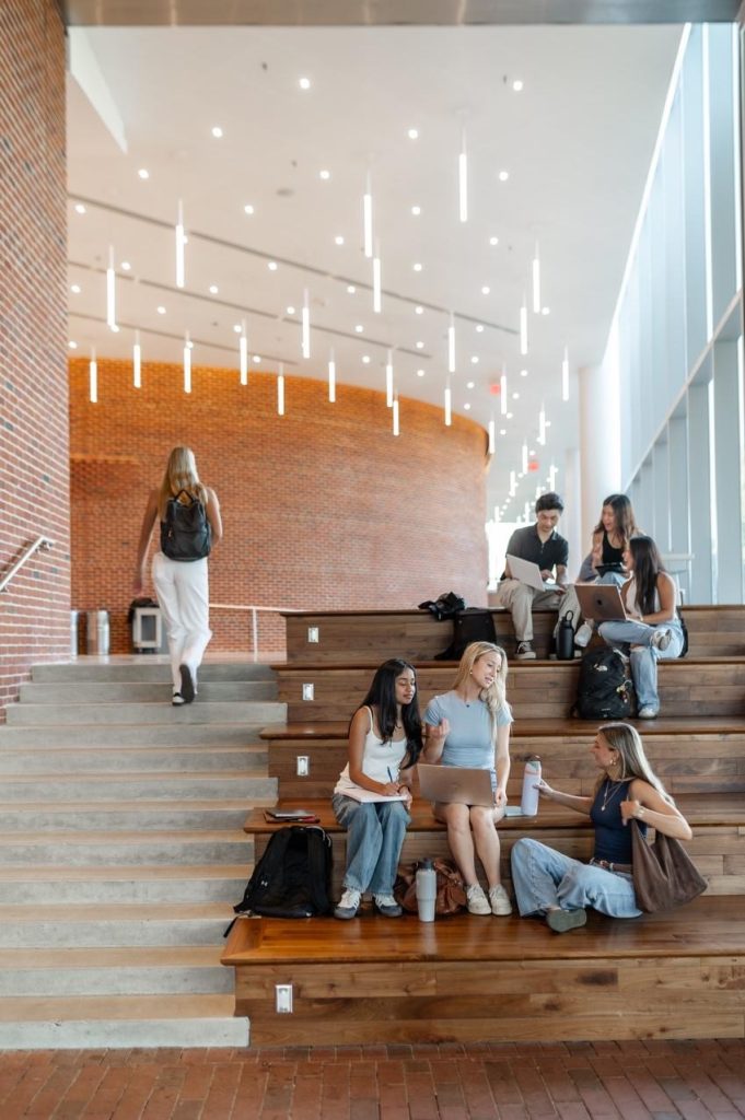 Students studying in the Public Policy building on UMD campus.