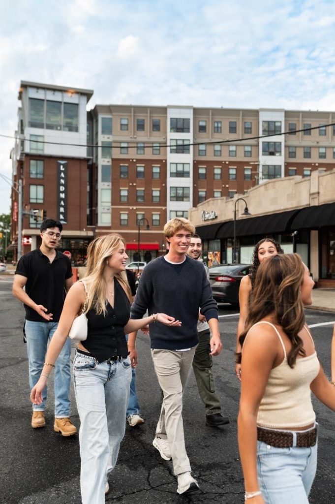 Students walking on UMD’s campus.